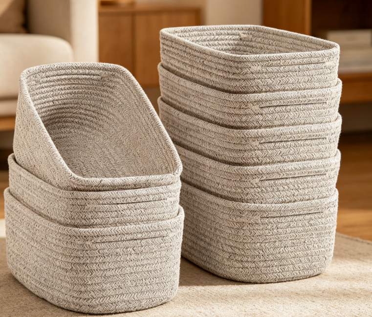Woven Rope Storage Basket Set – Bathroom & Closet Organizer - Image 2