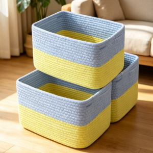 Rainbow Woven Basket 3-Piece Set — Toy & Blanket Storage